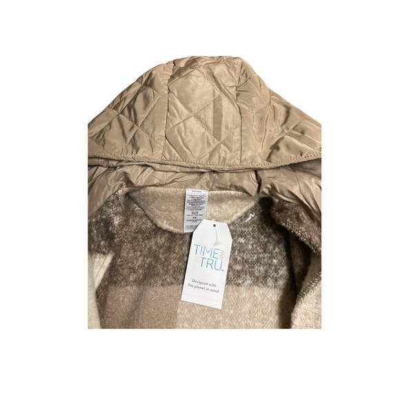 Time And Tru Plaid Stone Hooded Zipper Poncho Sweater - Picture 5 of 9